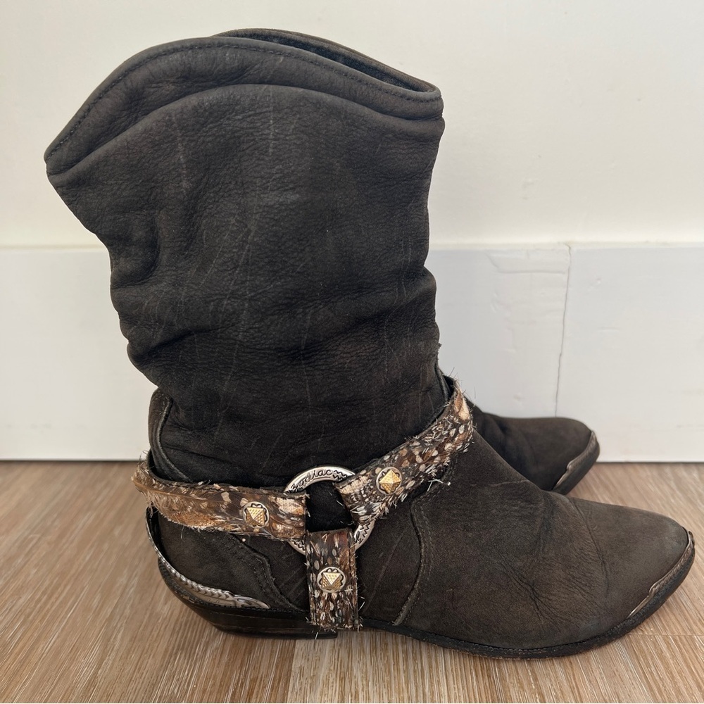 Vintage Zodiac Western Leather Boots Brown Size 6 boho cowgirl hippie - Picture 2 of 10